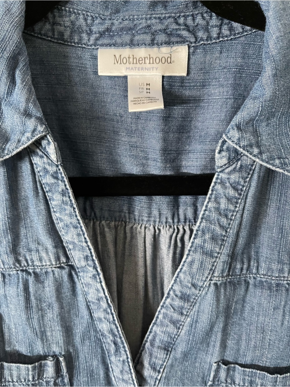 Motherhood Maternity Sleeveless Lightweight Blue Denim Pleated Too Sz. M - Picture 2 of 9